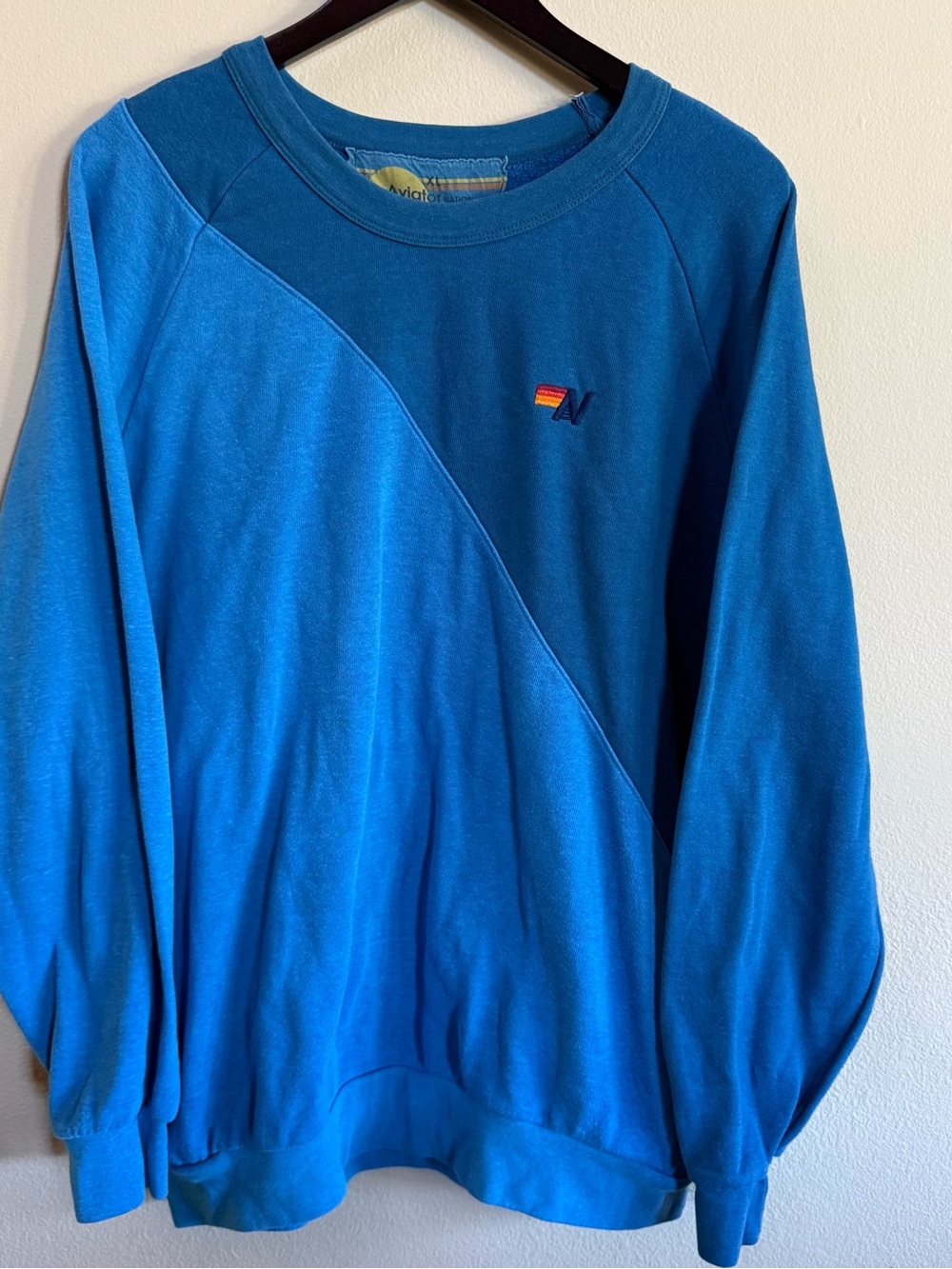 Aviator Nation Two-Tone Blue Crewneck Sweatshirt - Men's